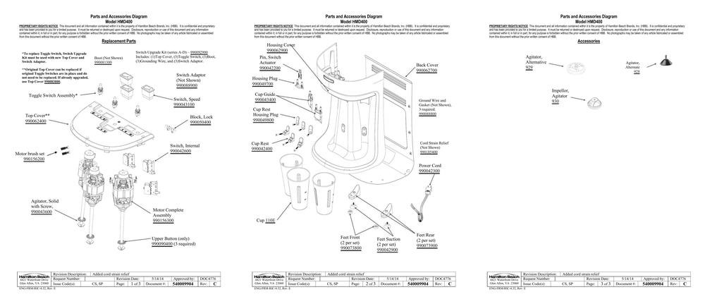 Diagram Diagram and Parts List for HMD400  Hamilton Beach Drink Mixer